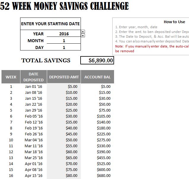 Money Saving Template from exceltemplates.net