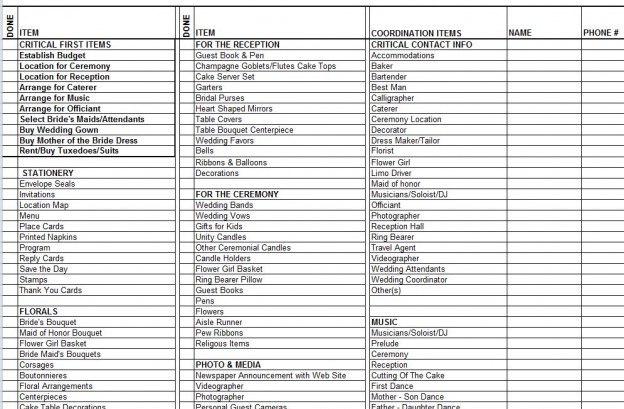 Wedding Checklist | Free Wedding Checklist Template