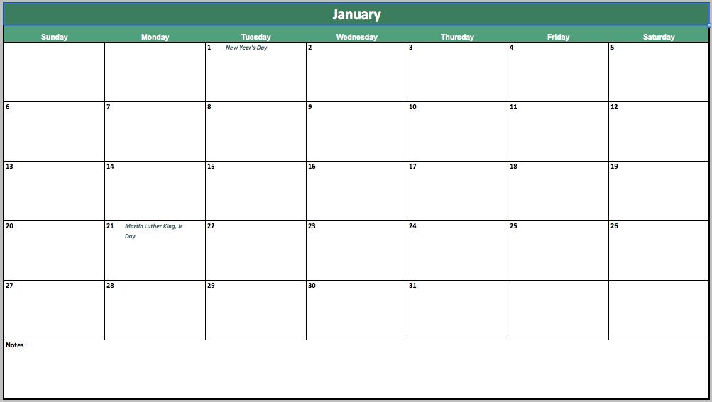 Editable Event Calendar Template