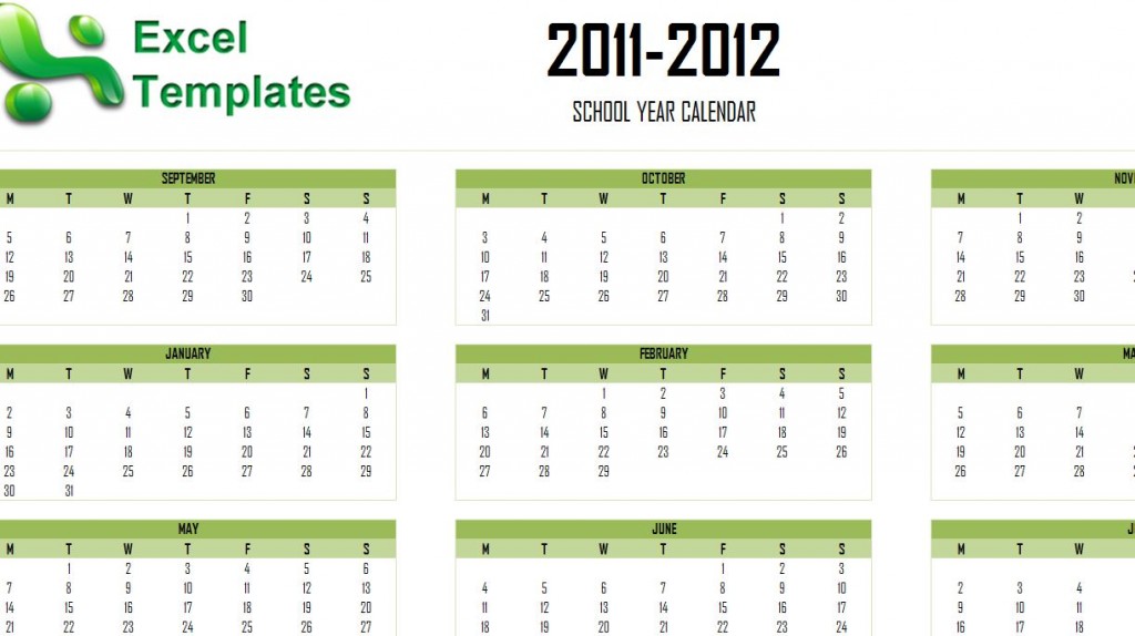 Academic Calendar Template 2011