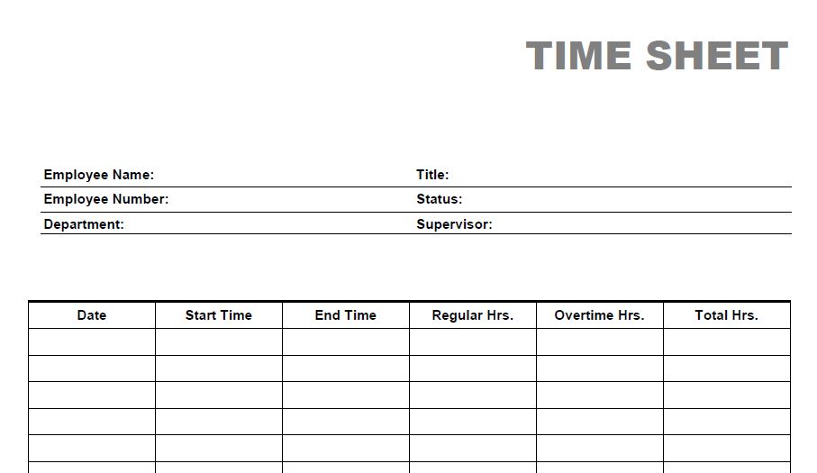 Blank Time Sheet Form