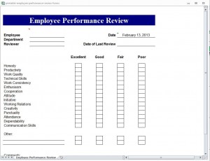 Printable Employee Performance Review Forms from ExcelTemplates.net