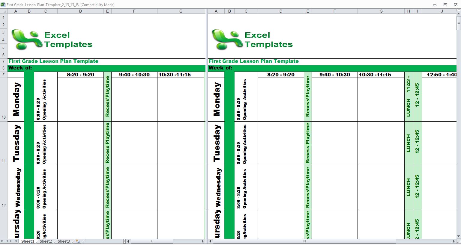 First Grade Lesson Plan Template First Grade Lesson Plans