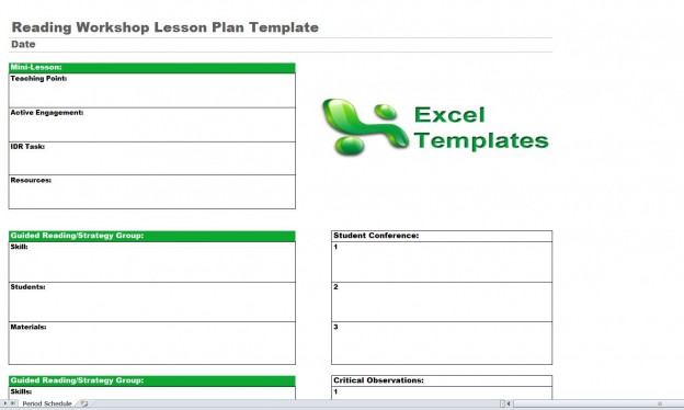 Reading Lesson Plan Template | Reading Workshop Lesson Plan Template