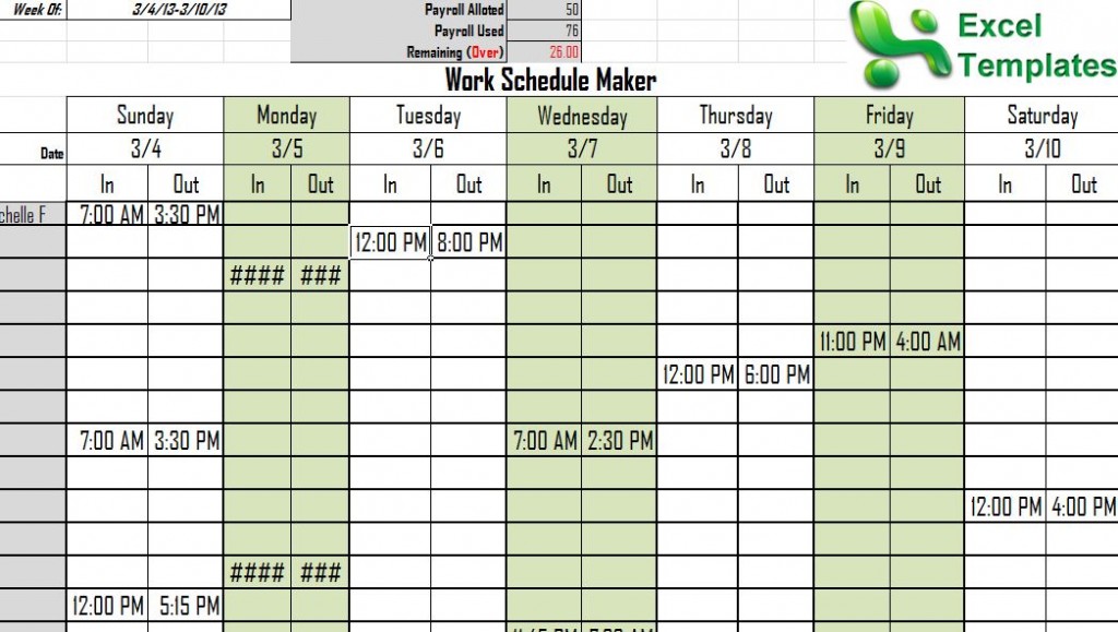 work schedule template maker