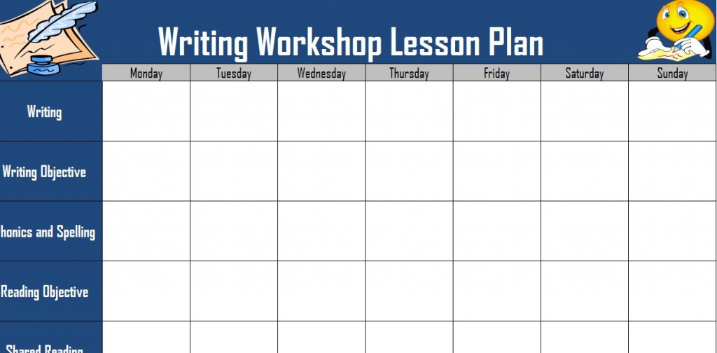 Screenshot of the Writing Workshop Lesson Plan
