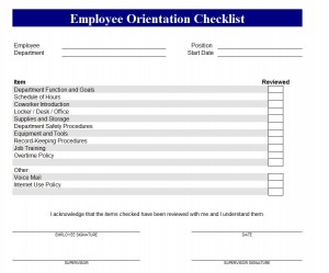 New Employee Orientation Checklist Screenshot