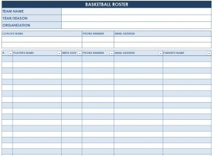 Screenshot of the Basketball Roster Template