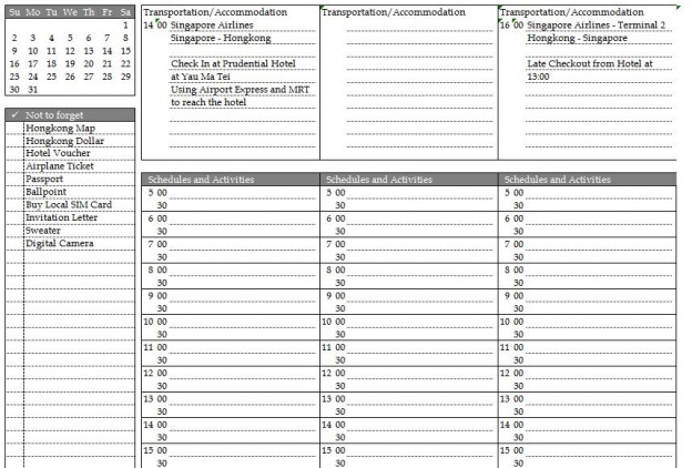 Travel Calendar Template | Vacation Calendar Template