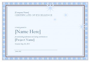 The certificate of excellence template