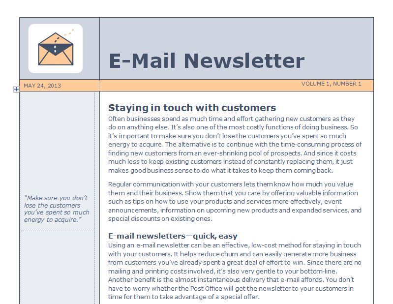 Email Newsletter Template Outlook Email Newsletter Template