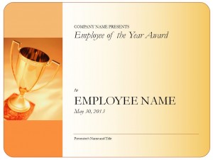 Screenshot of the Employee of the Year Certificate