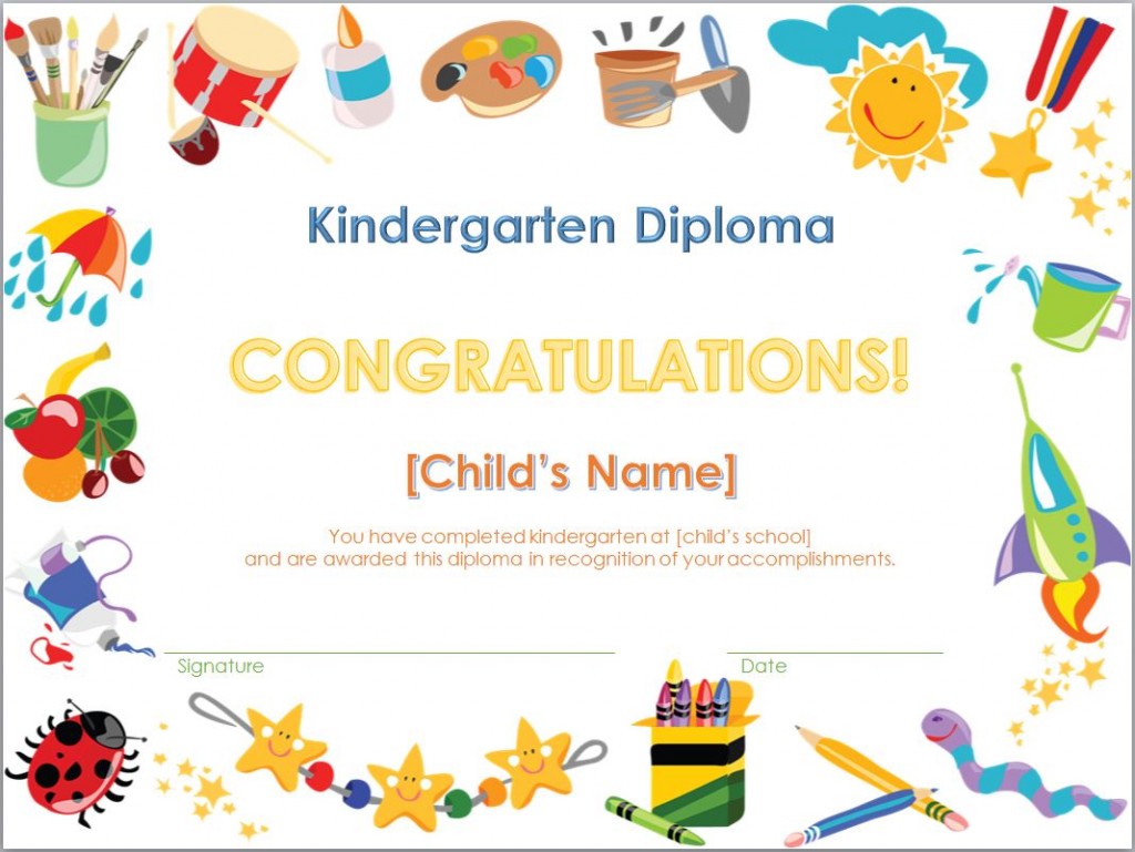 Printable Kindergarten Diploma Printable Blank World