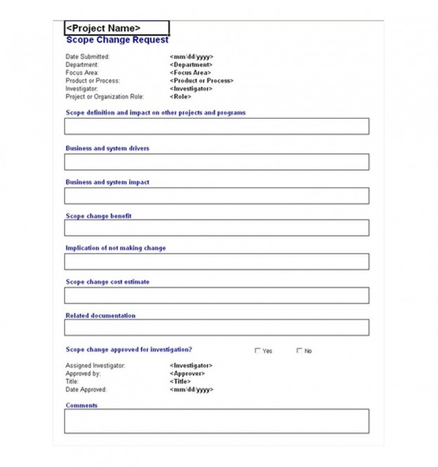 Change Request Form Template | Change Request Form Excel