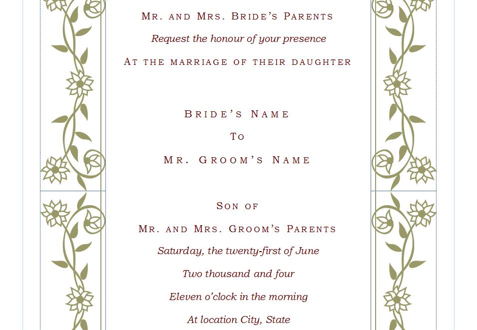 Free wedding invitation template