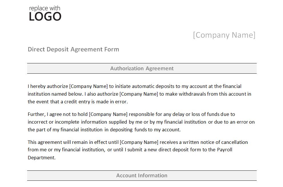 Free Direct Deposit Form Template