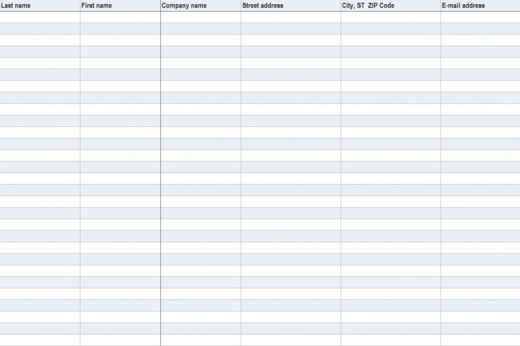 Address List Template Address List Sheet