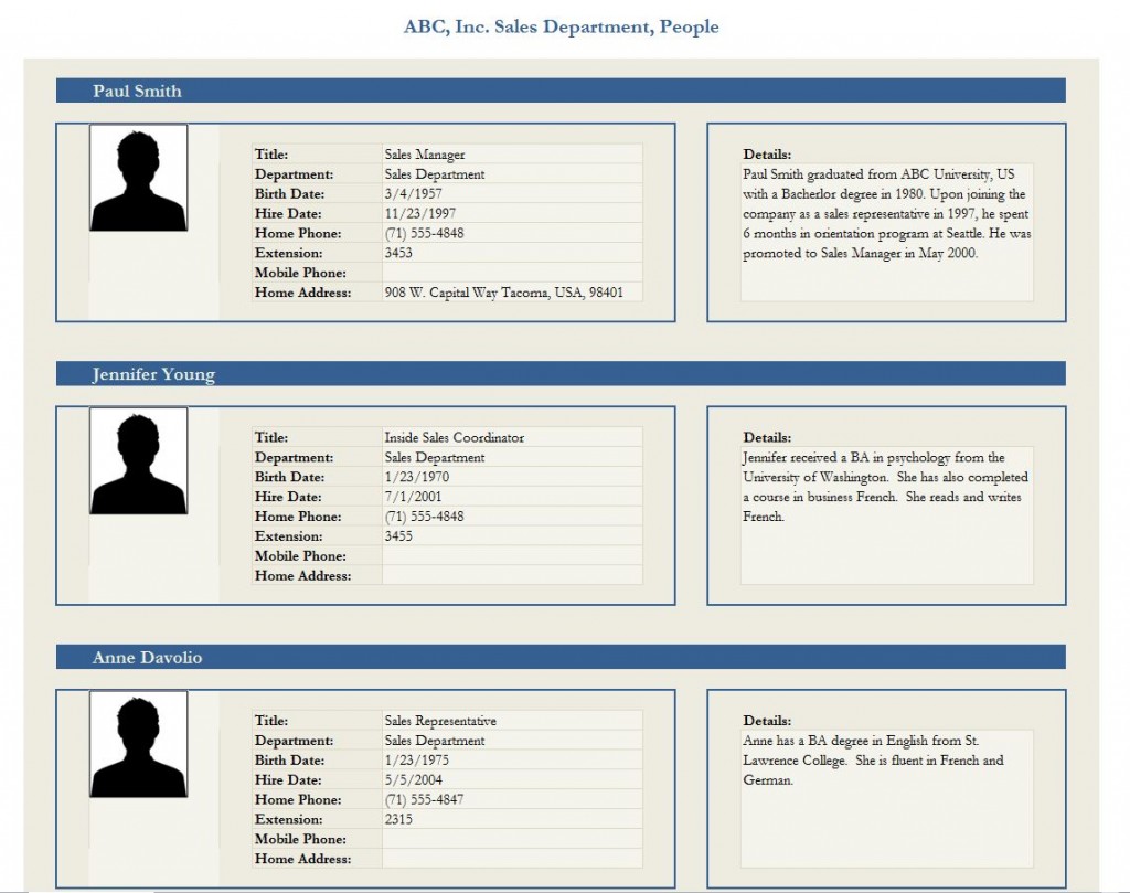 Free Employee Profile Template