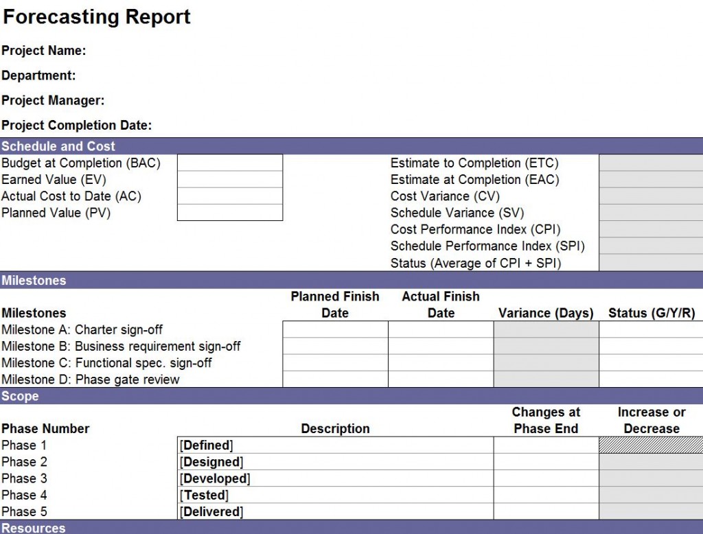 Free Forecasting Report Template