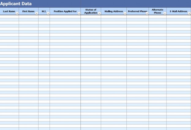 Job Applicant Data and Comparison Table