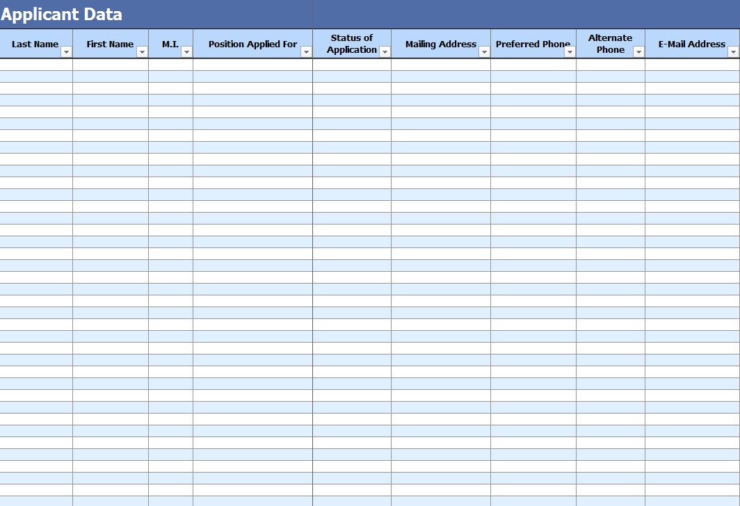 Job Applicant Data and Comparison Table