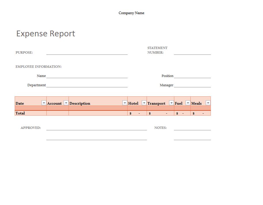 Free Simple Expense Report Template