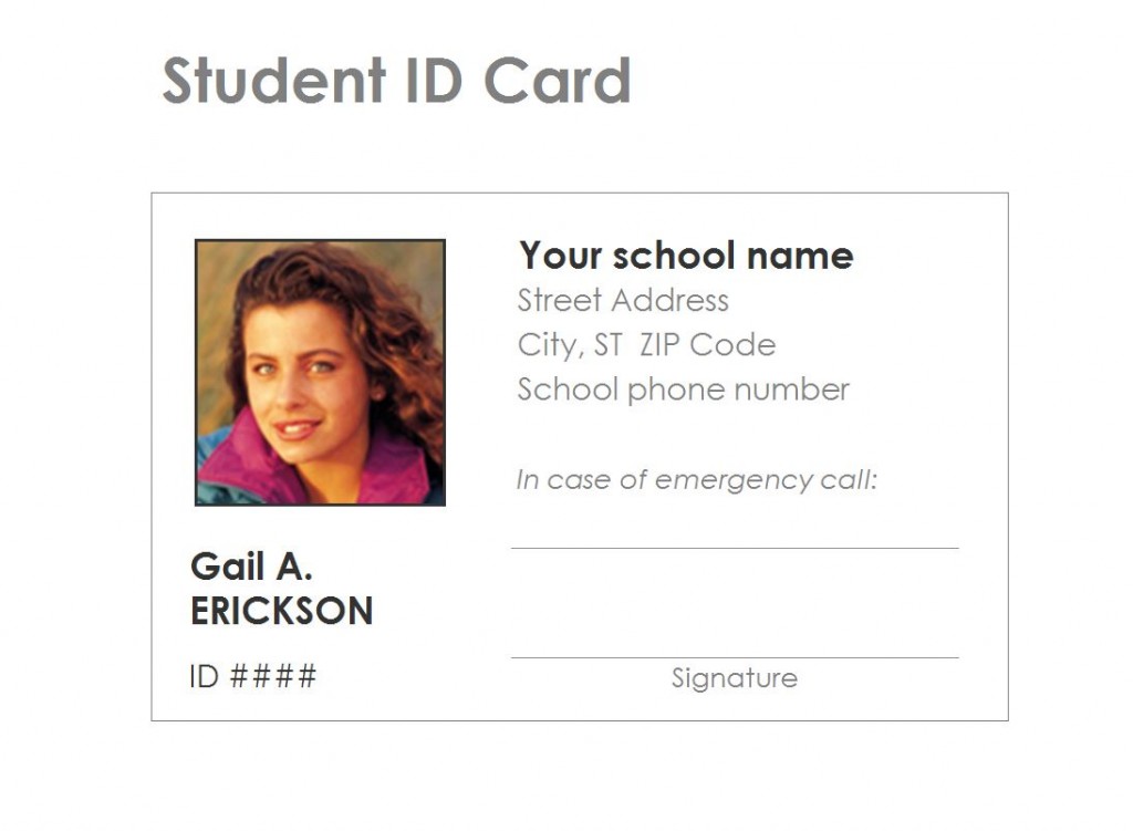 Free Student Identification Card Template
