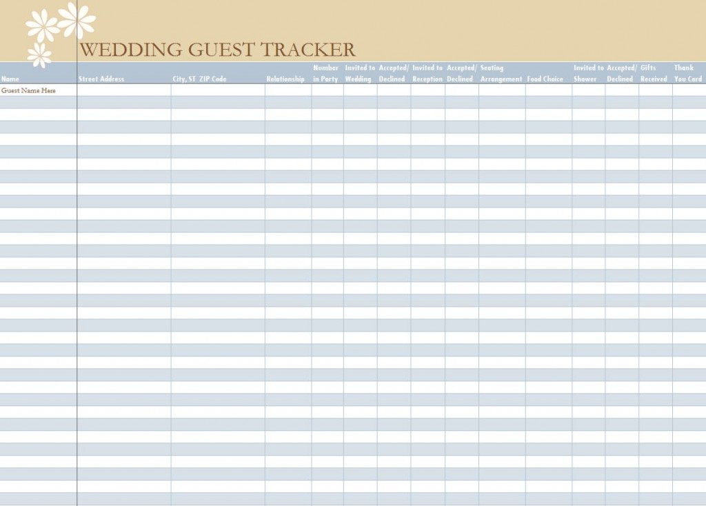 Free Wedding Guest List Spreadsheet