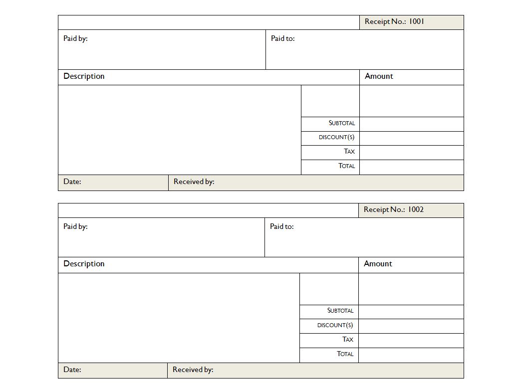 Printable Blank Receipt Form Template