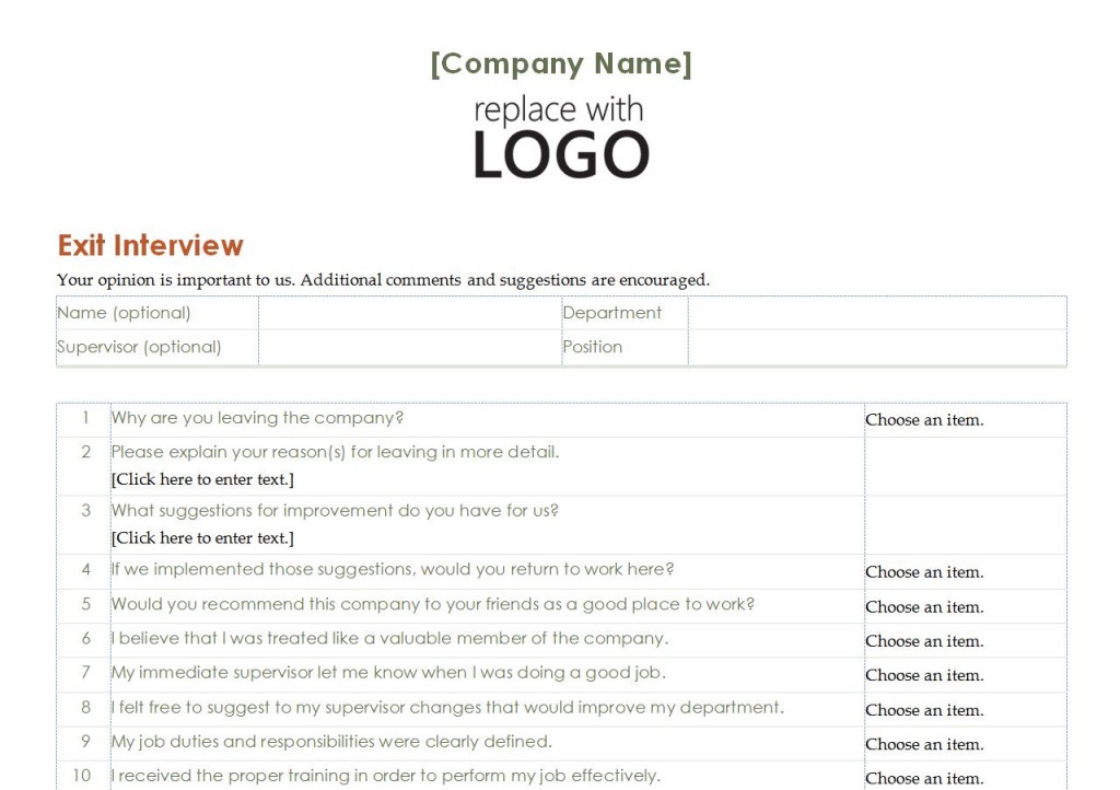 Free Employee Exit Interview Template