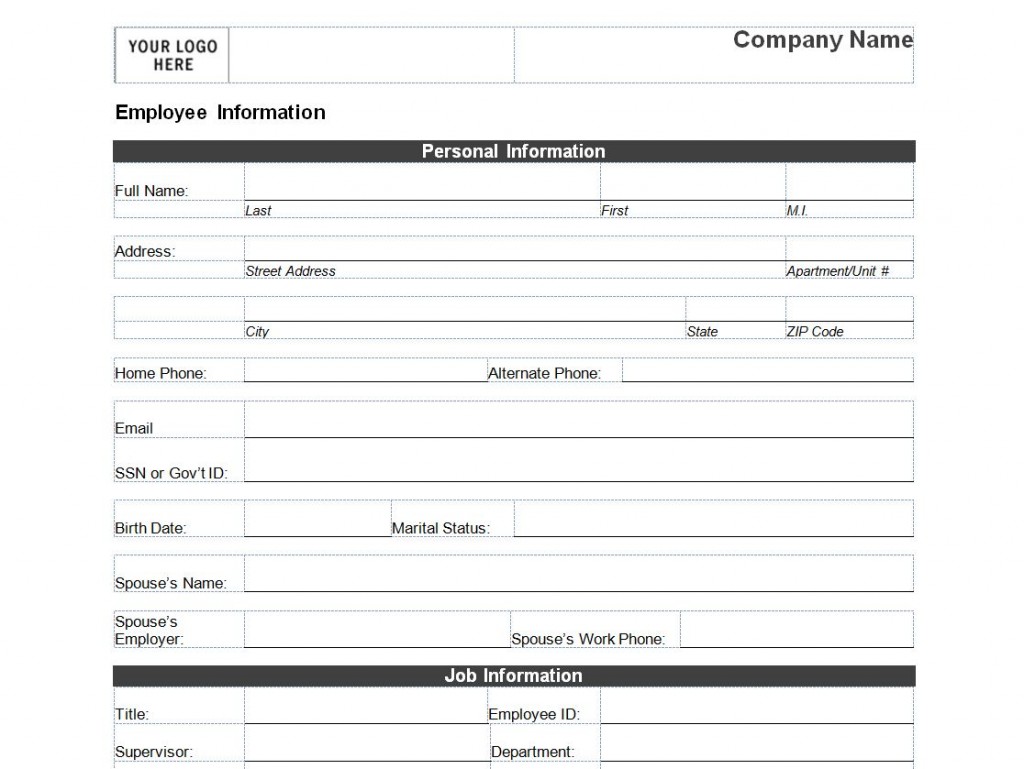 Free Employee Personal Information Form