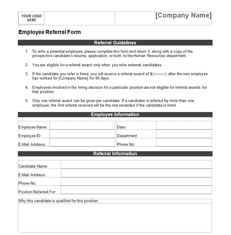 Free Employee Referral Form