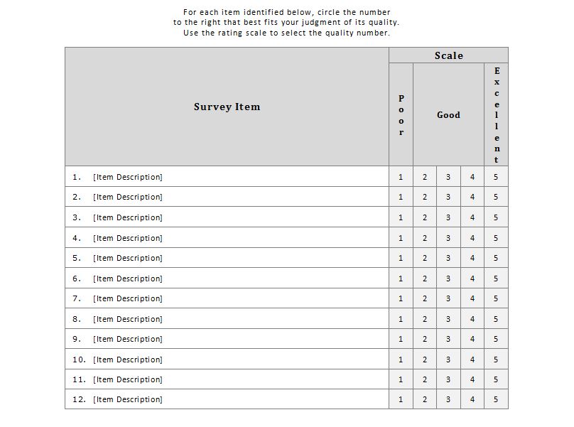 excel survey template