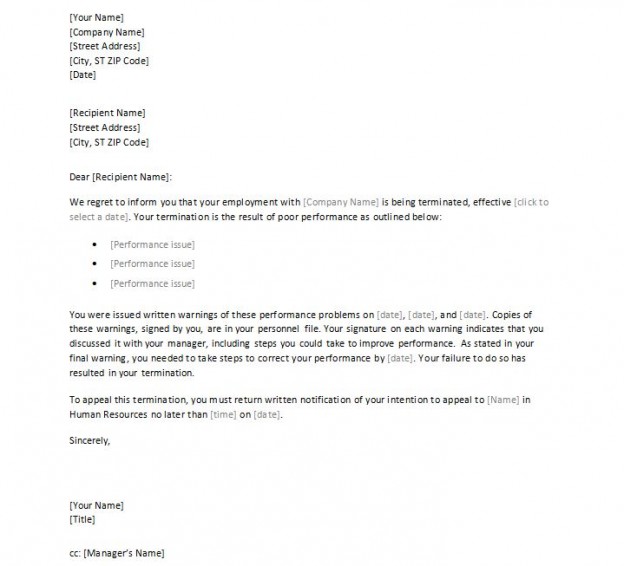 Employee Termination Letter | Employee Termination Letter Format