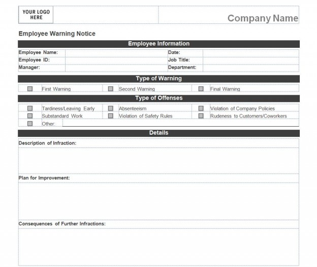 Employee Warning Notice | Employee Warning Notice Form