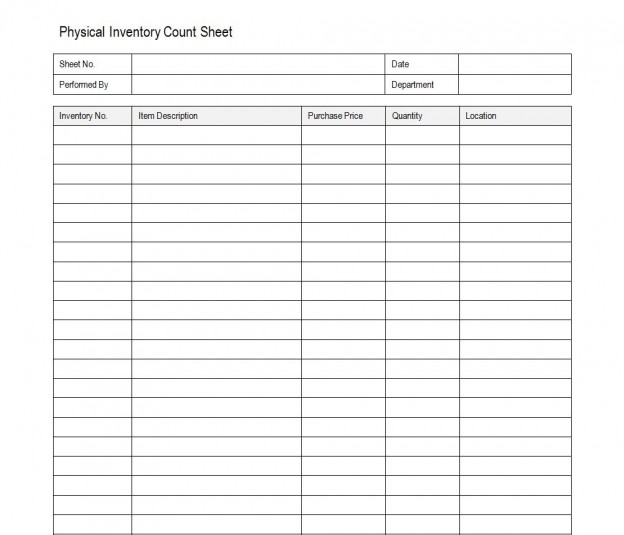 Inventory Count Sheet | Physical Inventory Count Sheet