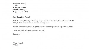 Letter of Resignation Template Free