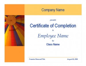 Free Training Completion Certificate