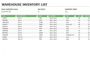 Warehouse Inventory Template Free