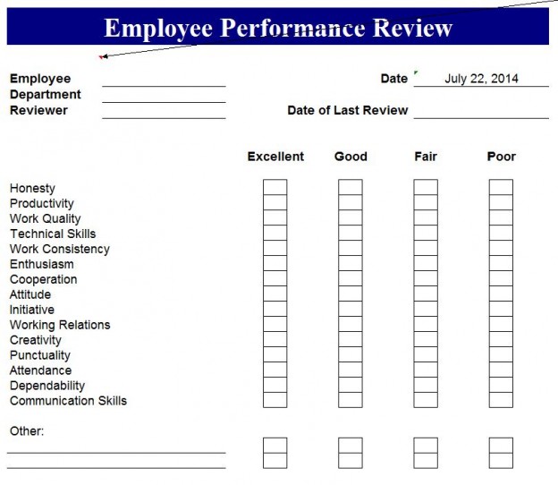 Annual Performance Review Form Template