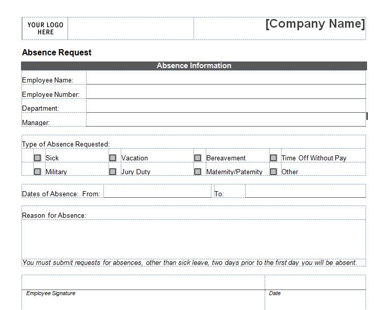 Free Employee Vacation Request Form