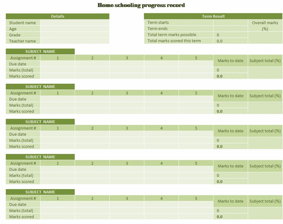 Free Homeschool Report Card