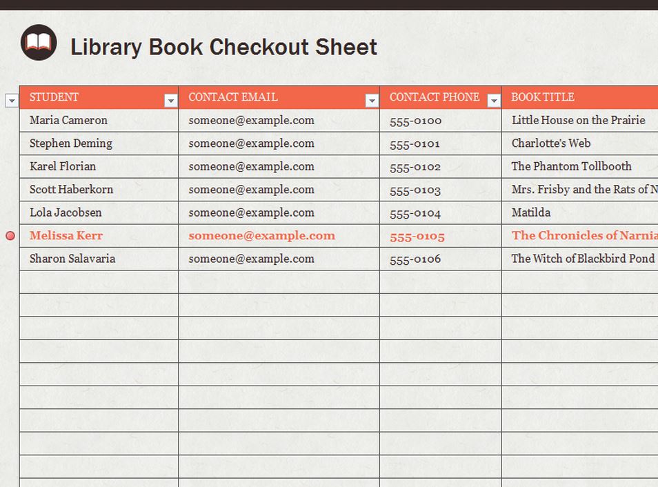 Free Library Sign Out Sheet Template