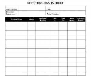 Free School Detention Sheet