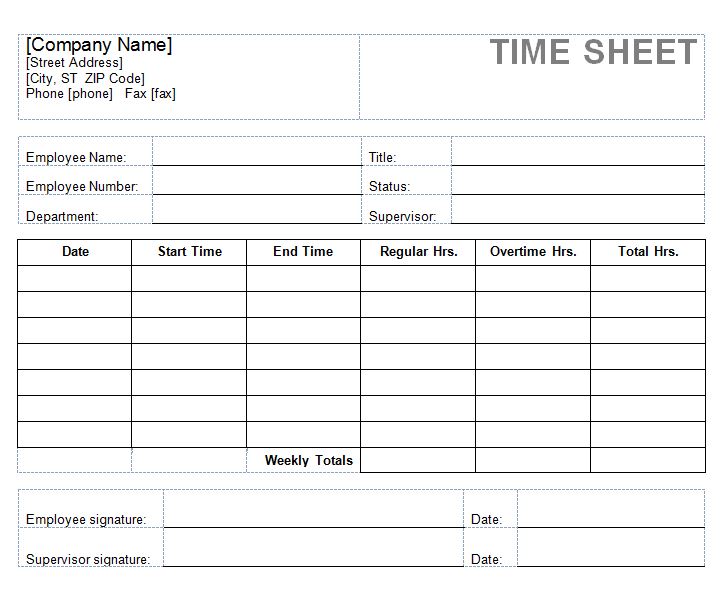Free Timesheets for Employees