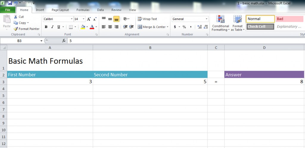 Math Formulas in Excel