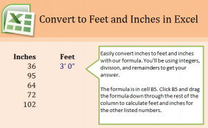 Convert Inches to Feet in Excel