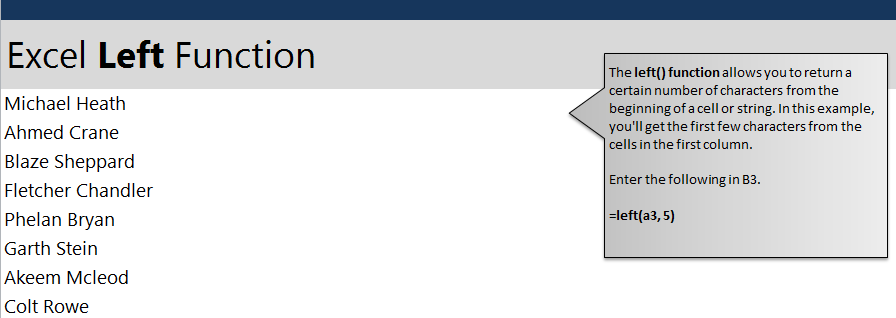 Excel Left Function