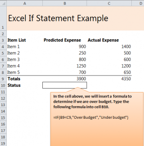 Excel If Statement Example