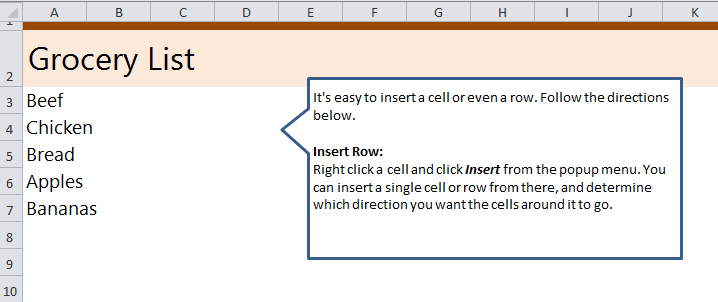 Insert a Row in Excel